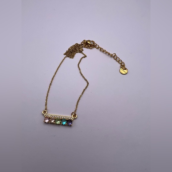 Cubic Zirconia Colorful Boho Chic Gold Necklace - Trendy Gold Necklace - Picture 10 of 16